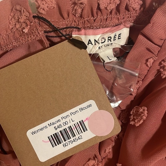 New Boutique Andree by Unit Mauve Pom Pom High Neck Blouse - Picture 9 of 11